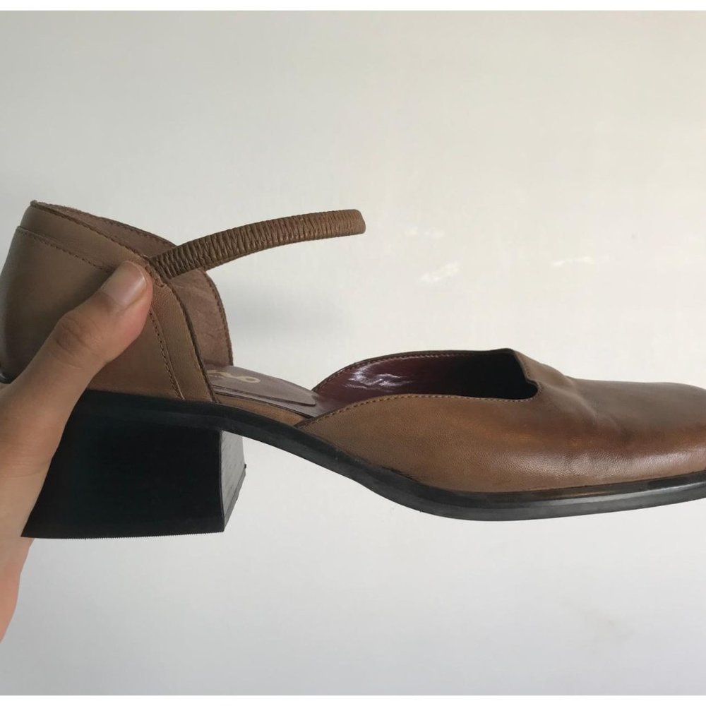 Vintage 90's Square Toe Block Heeled Shoes